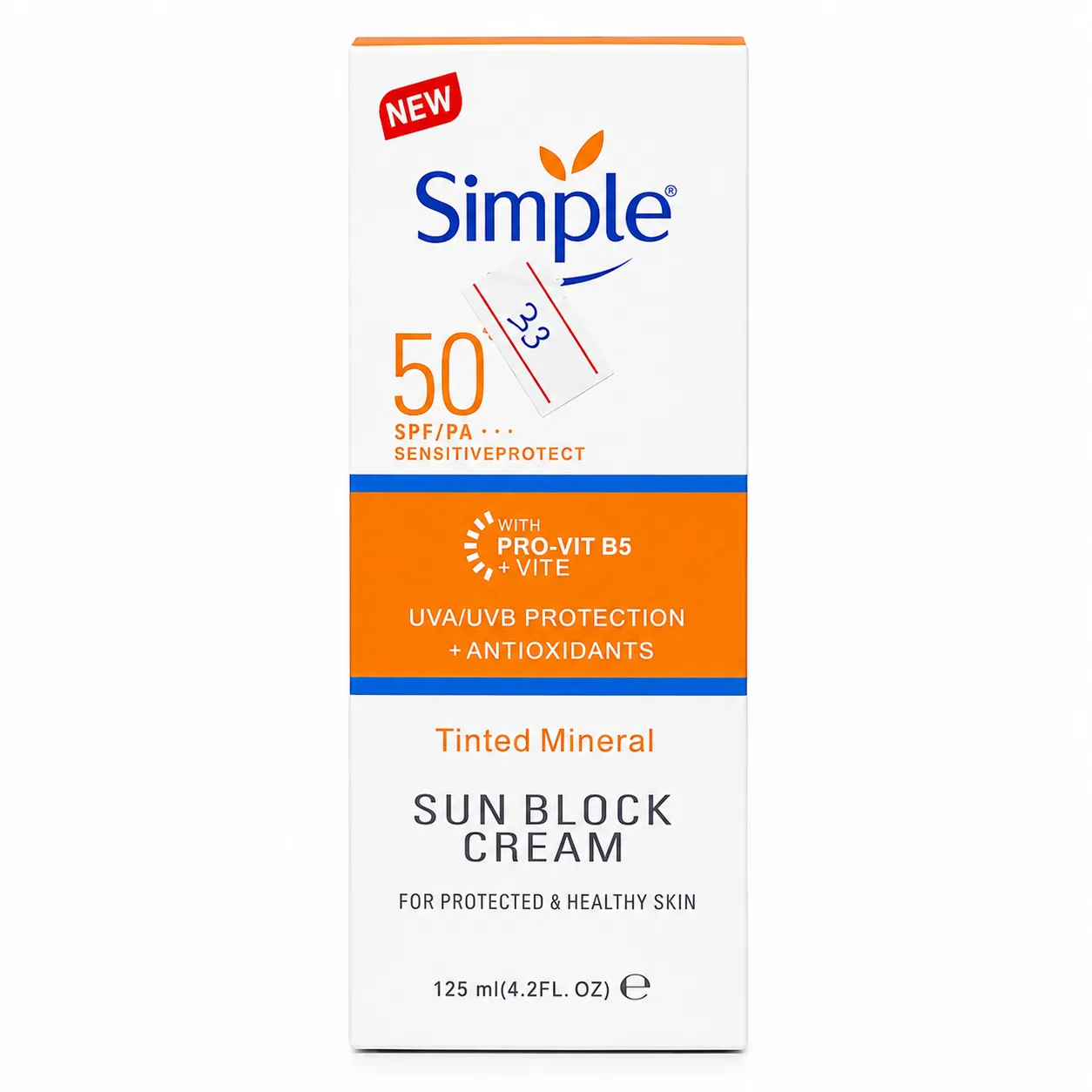 Simple Tinted Mineral Sun Block Cream SPF 50 125ml